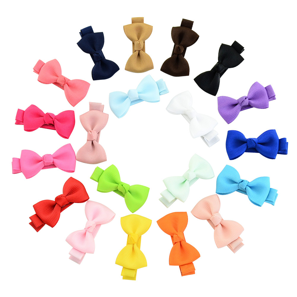 New Children's Hair Accessories 20 Colors Handmade Cute Bow Ribbon Hairpin display picture 3