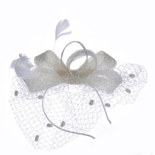 Party hats Fedoras hats for women European style linen handmade headdress retro veil feather Party Wedding lady hat