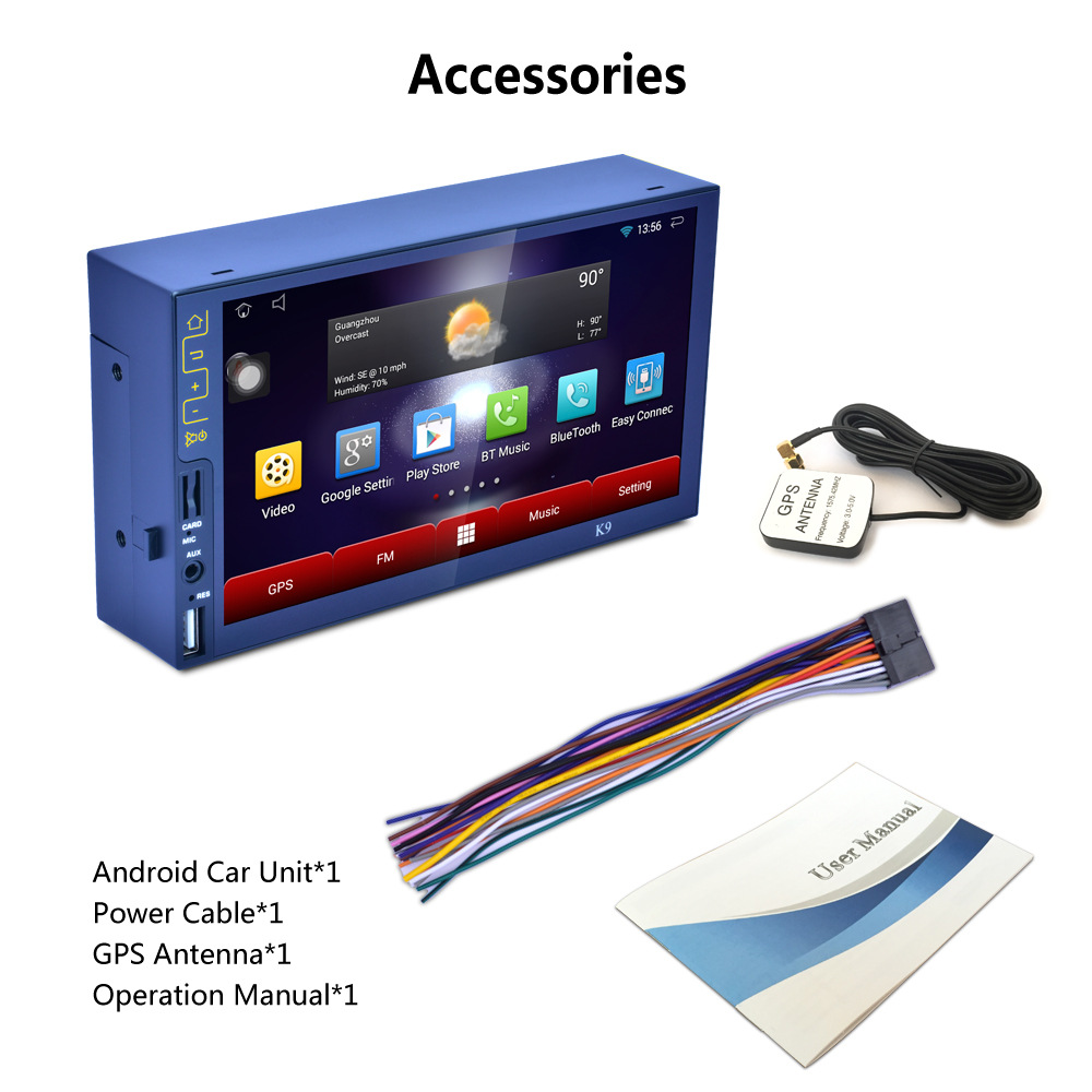 Top 7" Capacitive Touch Screen Android 6.0 Car Multimedia Player Bluetooth Car DVD Player Wifi GPS Navigation with AM/FM Radio Tuner 11