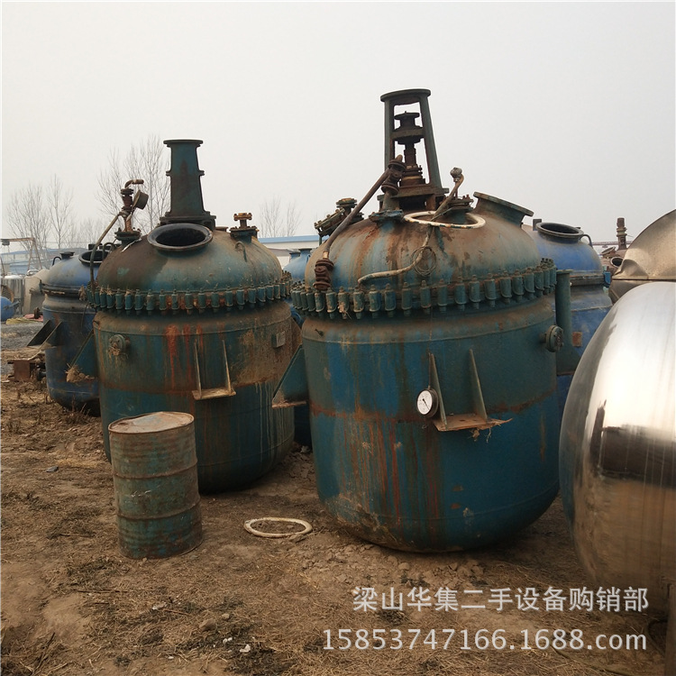 转让二手5000升江苏搪瓷反应釜 二手3吨不锈钢外盘管反应釜