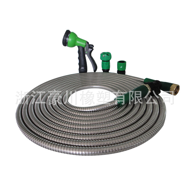 厂家供应园林水管金属水管双扣金属管保护套花园水管金属套25英尺