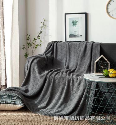 新品上市全棉菱格紋針織毯毛線毯空調毯沙發蓋毯