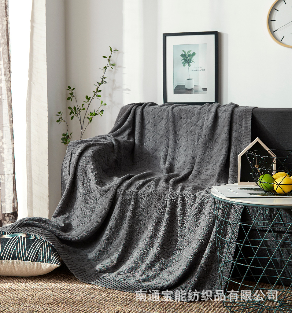 新品上市全棉菱格紋針織毯毛線毯空調毯沙發蓋毯