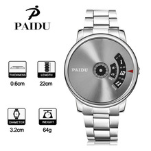 PAIDU新款时尚男士钢带手表 创意个性日历转动手表速卖通批发