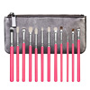 Golden brush contains rose, fuchsia eye shadow, tools set, 15 pieces