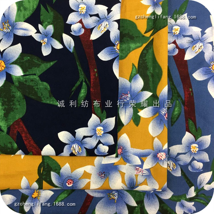棉麻印花布 欧美连衣裙时装印花面料 兰花春夏衬衫童装印花面料布