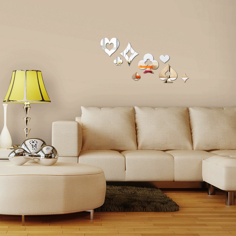 DIY 거울 벽 스티커 그림 거실 침실 소파 TV 배경 벽 장식 거울 카드 놀이 이동식