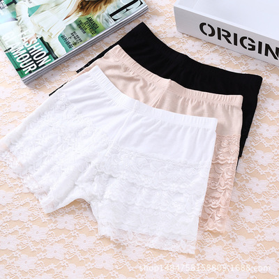 2019夏季新款三分蕾丝花边防走光安全裤女莫代尔大码宽松短裤胖MM|ru