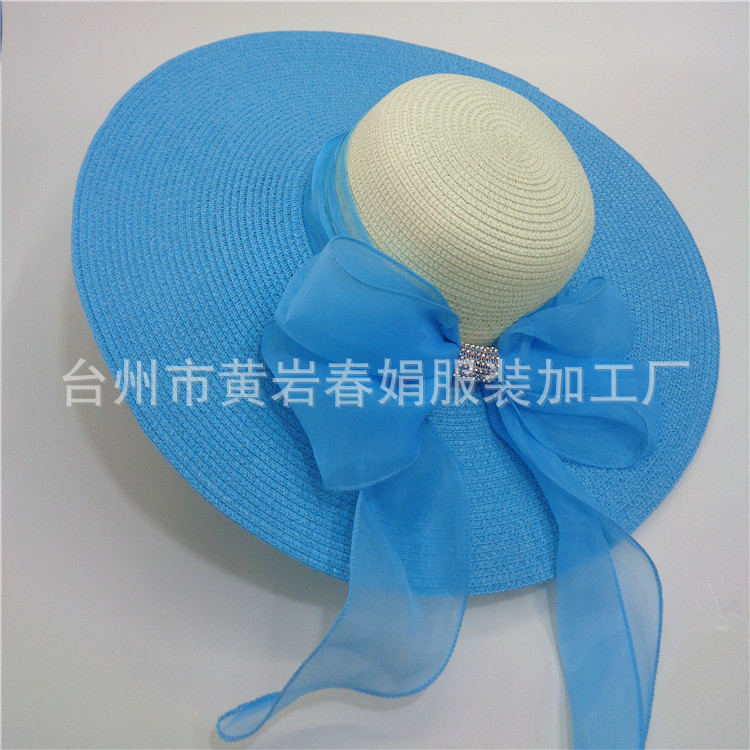 Nuevo verano de las mujeres girasol sombrero de paja grande turismo escénico punto playa sombrero al por mayor