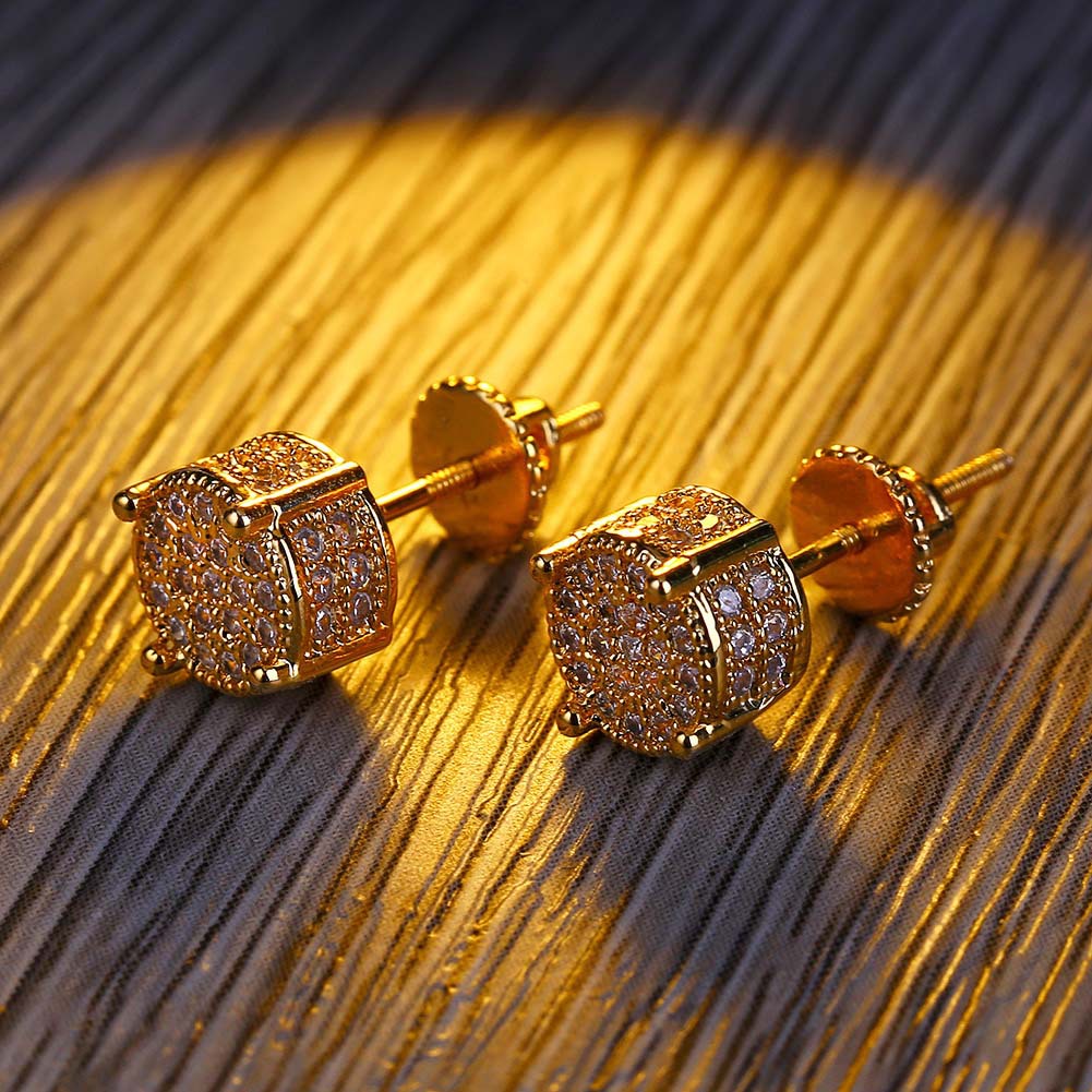 1 Pair Ig Style Geometric Copper Zircon Ear Studs display picture 1