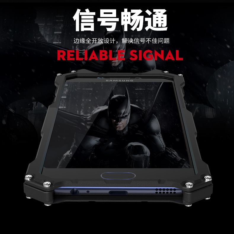 R-Just Batman Shockproof Aluminum Shell Metal Case with Custom Batarang Stent for Samsung Galaxy C9 Pro / C7 Pro / C7 / C5 Pro / C5