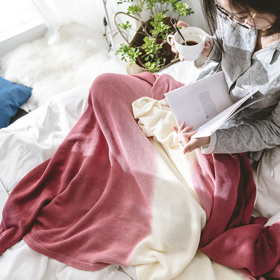 The new knitting blankets Cotton Gradient Knitted blanket Leisure blanket Home cover blanket