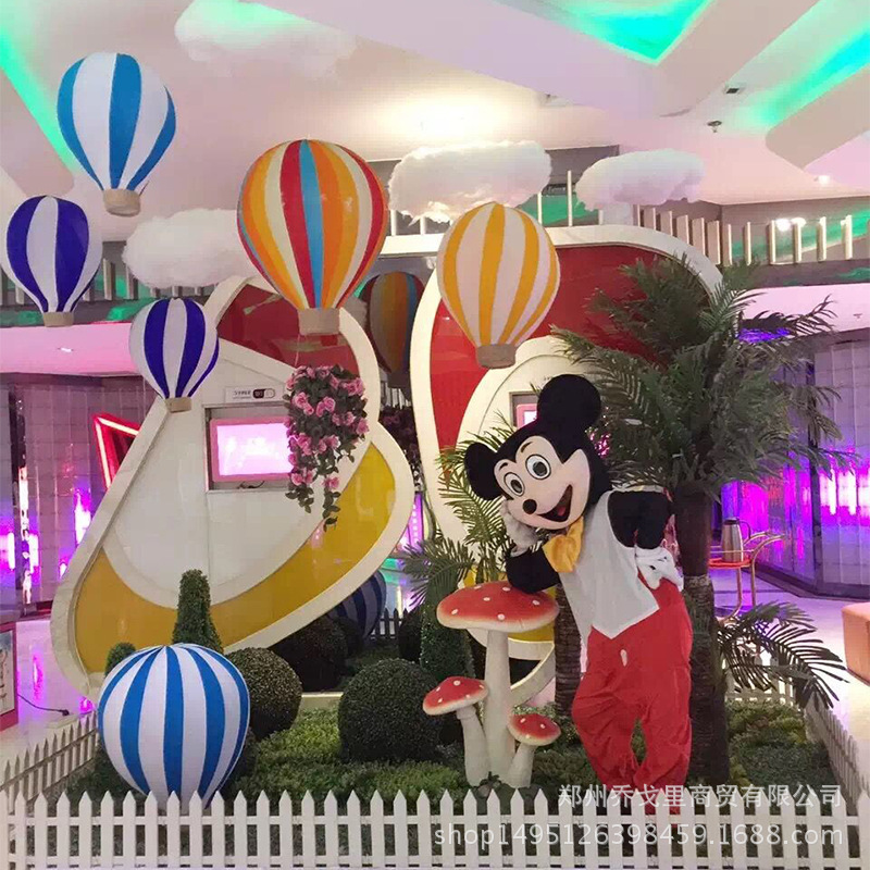 Color wire mesh hot air balloon clouds window beautiful scene decoration wedding props mall atrium hanging ornaments