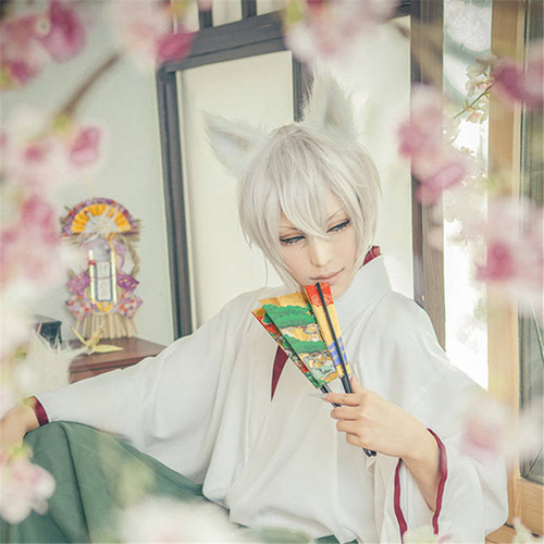 Cross-border supply men's wig short hair cos anime white cosplay fake hair amazon dropshipping