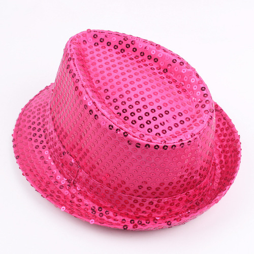 Chasing the Peak Wolf Korean Jazz Dance Hat Fashionable Sequin Top Hat Square Dance Hat Stage Magic Performance Beaded Hat
