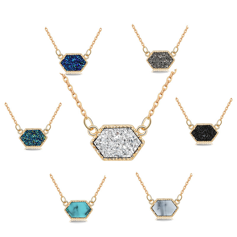 Fashion Simple Multicolor Crystal Cluster Turquoise Diamond Pendant Necklace display picture 20