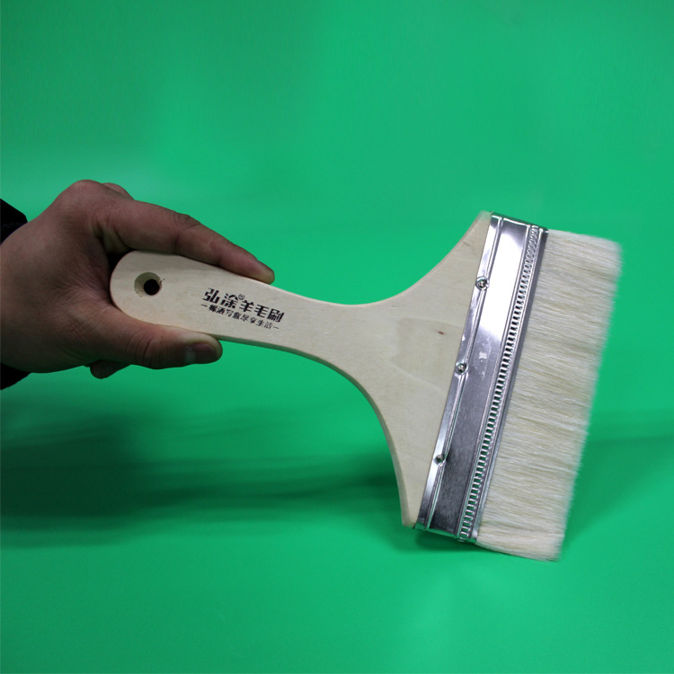 6寸木柄羊毛刷油漆刷涂料刷 工业刷不易掉毛弘涂牌