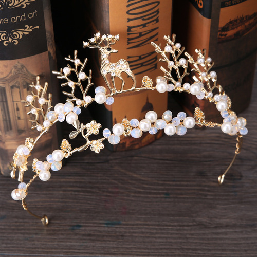 Hairpin hair clip hair accessories for women headdress welding deer crown Gold Animal crown wedding dress accessories crown hair accessories