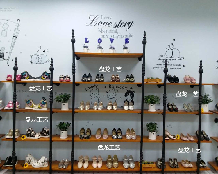 鞋店上墙多层展示架服装店铺鞋子包包摆放架靠墙女鞋童鞋陈列货架
