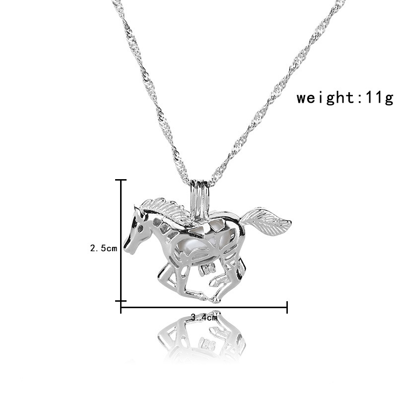 hot luminous beads fashion hollow horse alloy pendant Halloween necklace