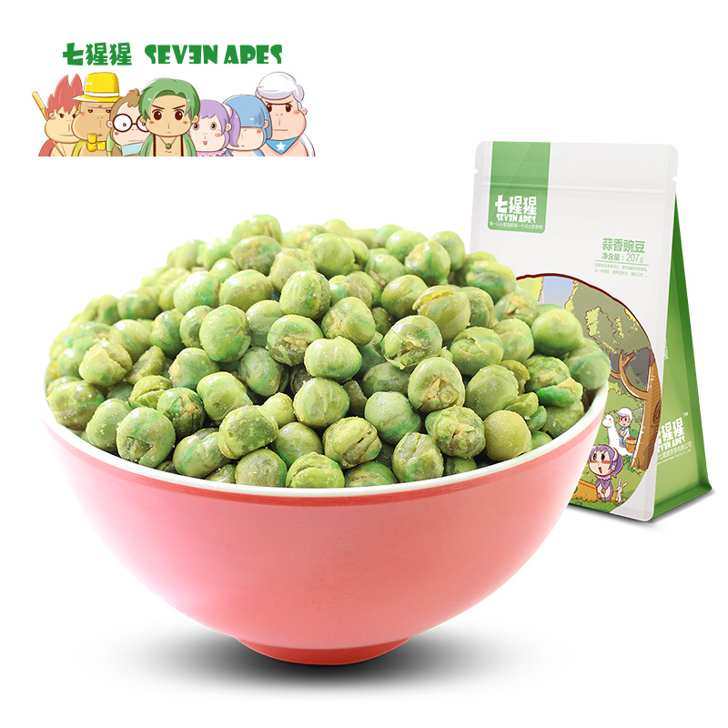 七猩猩蒜香豌豆青豆坚果炒货休闲小吃零食品微商一件代发OEM加工|ms
