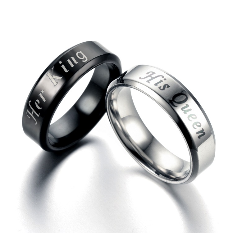 Al Por Mayor Letras Pareja Anillo De Acero Inoxidable Nihaojewelry display picture 2