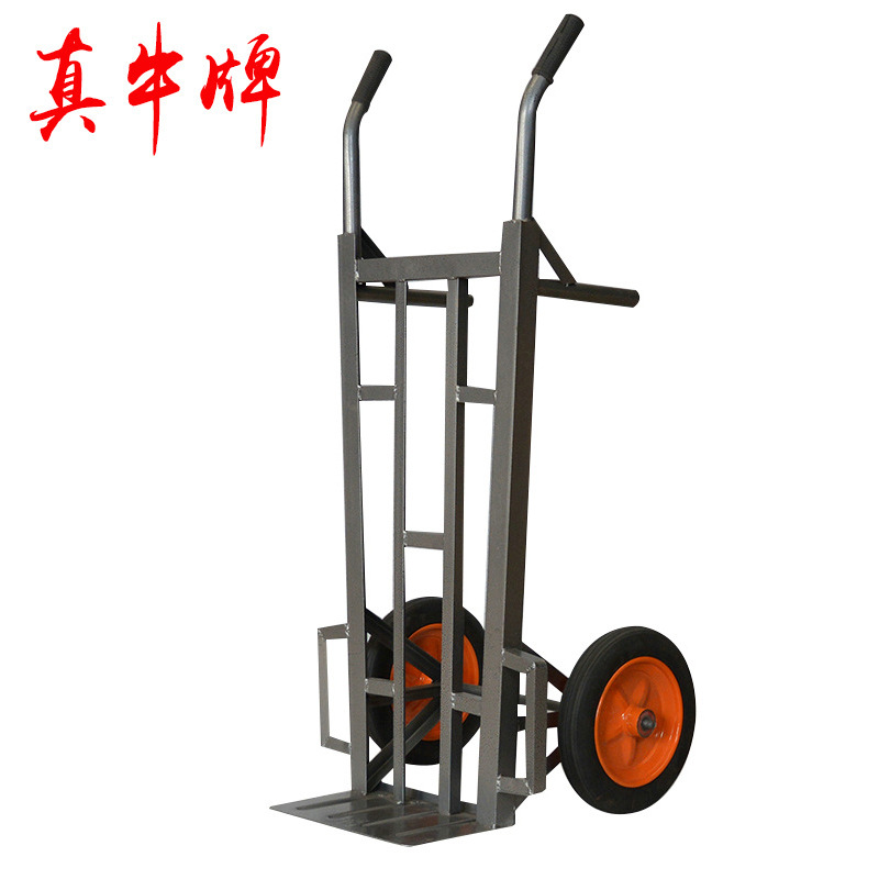 【真牛牌】1.4米5*5角铁3.0板老虎车物流手推车两轮货物搬平板车