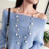 Sweater from pearl, long universal demi-season chain, necklace, decorations, accessory, simple and elegant design