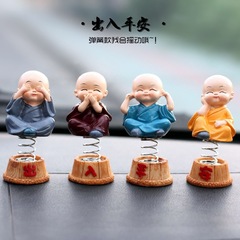 Creative car ornament swaying four not small monk cute figure for peace car interior decoration car decoration