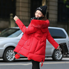 2022供货冬季棉衣女中长款大码连帽毛领韩版修身显瘦加厚保暖外套