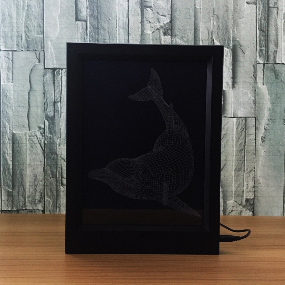 相框灯 创意3d灯 小恐龙乌龟猫头鹰海豚马头小夜灯