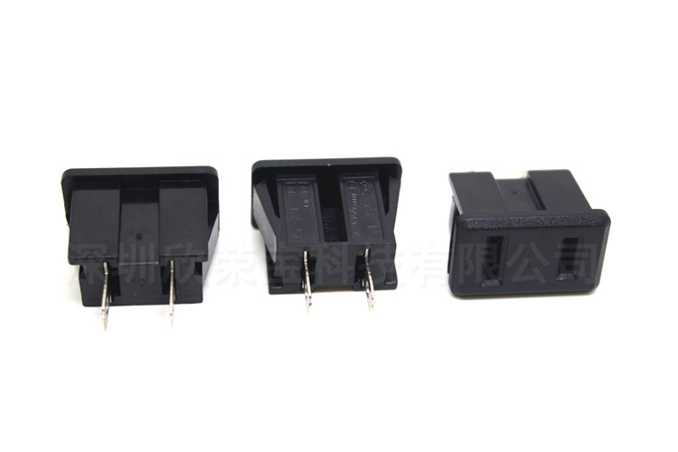 AC电源插座工业两孔国标美标接插接线座5B-1二极插座卡式两插两孔