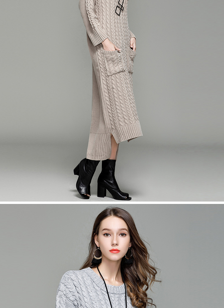 twisted flower lengthened pullover knitted dress NSYH22099