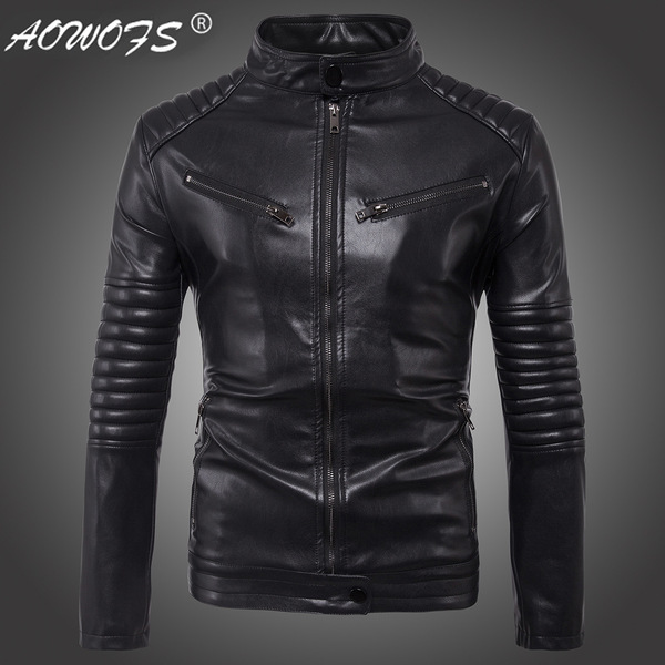European foreign trade new men Leather Mens Leather Jacket Wind locomotive