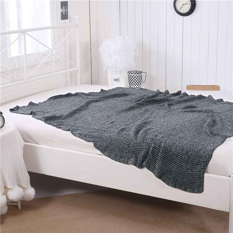 LS JUPITER花色纯棉鱼骨纹针织毯 粗针全棉毛线毯 厂家正品|ru