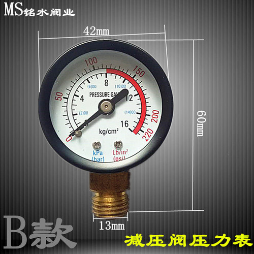 Floor heating/water pipe/stainless steel pressure gauge 1.6MPA pressure gauge 2 points 1 point pressure gauge pressure gauge for pressure reducing valve