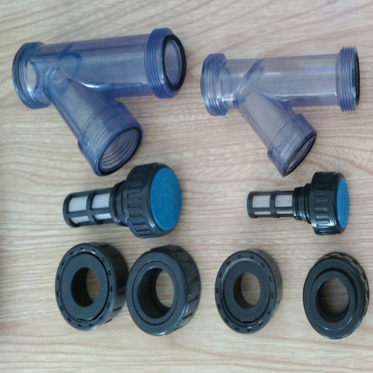 直供 透明 DN32 UPVC过滤器 加药计量泵配套附件 耐酸碱Y型过滤器|ms