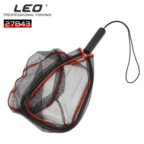 27843 LEO/LEO [Black and Red Aluminum Alloy Fly Fishing Net] Small Portable Lure Hand Net Fishing Gear