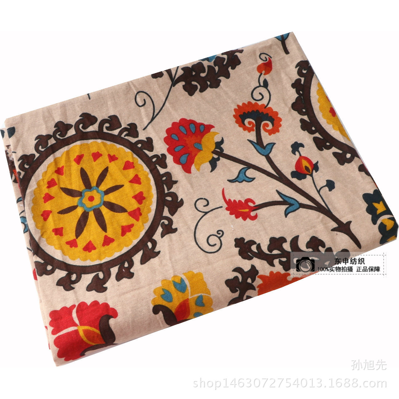 太阳花棉麻布 菩提花 桌布窗帘裙子旗袍坐垫靠垫 布料 大量现货