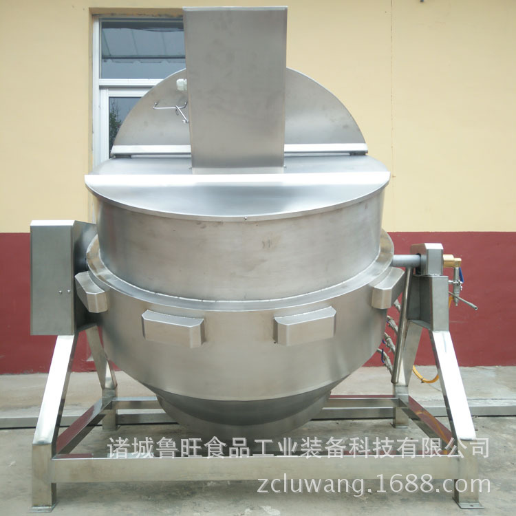 燃气搅拌带盖夹层锅 搅拌带盖炒菜夹层锅 炒面夹层锅