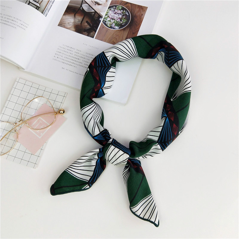 Small Square Scarf, New Printing Gift, Korean Stewardess Striped Turban display picture 14