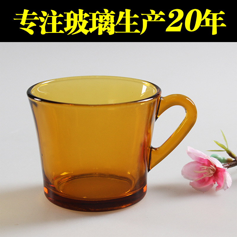 厂家定制高端茶色料无铅玻璃咖啡杯茶杯 （广告礼品赠品促销品）