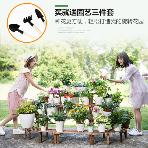 Multi-layer balcony flower stand solid wood indoor floor-to-ceiling living room flower stand flower pot rack storage potted plant rack outdoor flower table