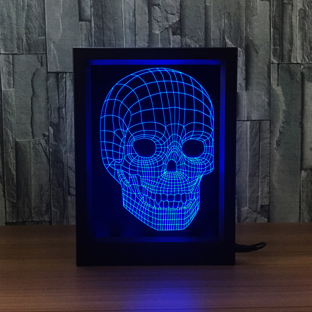 3d相框灯 创意相框灯 led相框灯惩罚面具骷髅头