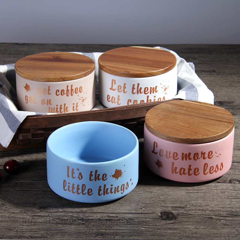 Nórdico creativo hogar cerámica sellado tarro café té almacenamiento tarro con tapa decoración al por mayor