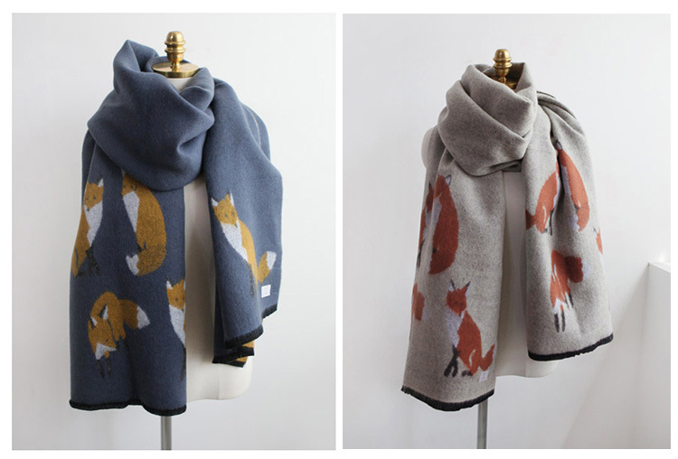 Women's Cute Vintage Style Fox Imitation Cashmere Scarf display picture 3