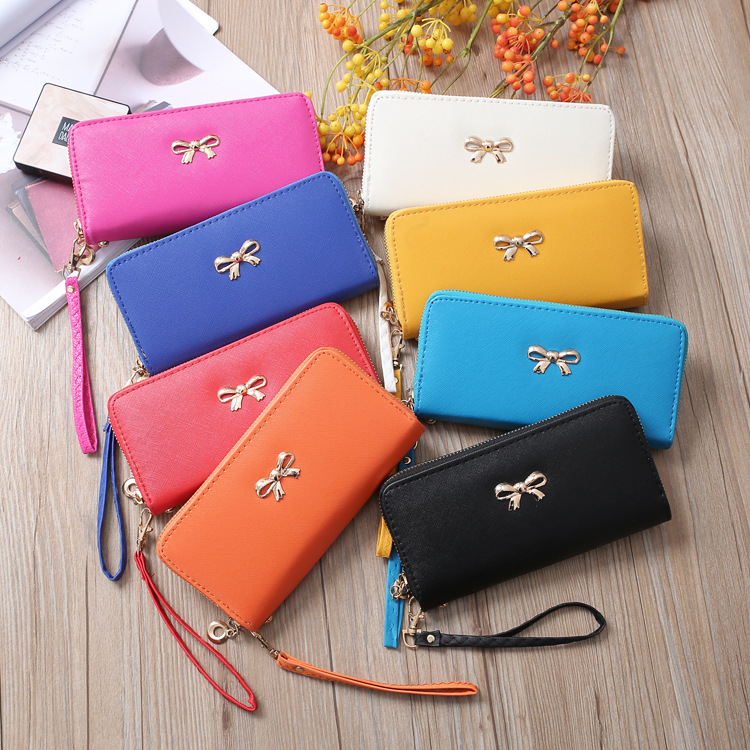 Korean Zipper Wallet Ladies Cross Pattern Bow Clutch Bag display picture 19