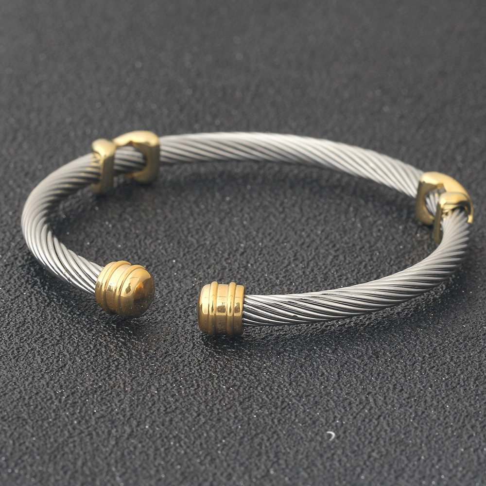 Daily Occasion Stainless Steel Material Commute Color Block Stainless Steel Polishing Cuff Bracelets