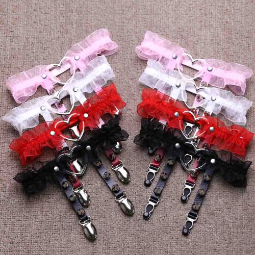 European and American sexy heart garters Ebay hot sale nightclub bar leather rivet leg garter clip