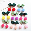 Children's cute hairgrip with bow, fuchsia hair accessory handmade, Korean style